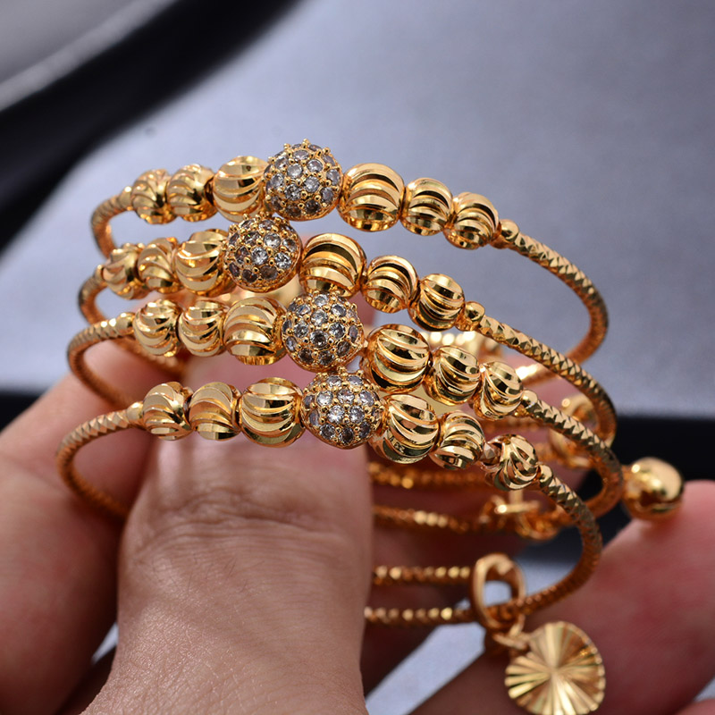 Ethnic Fashion Dubai - กำไลข้อมือทอง 24K 4 ชิ้น สไตล์ชาติพันธุ์ ประดับลูกปัด