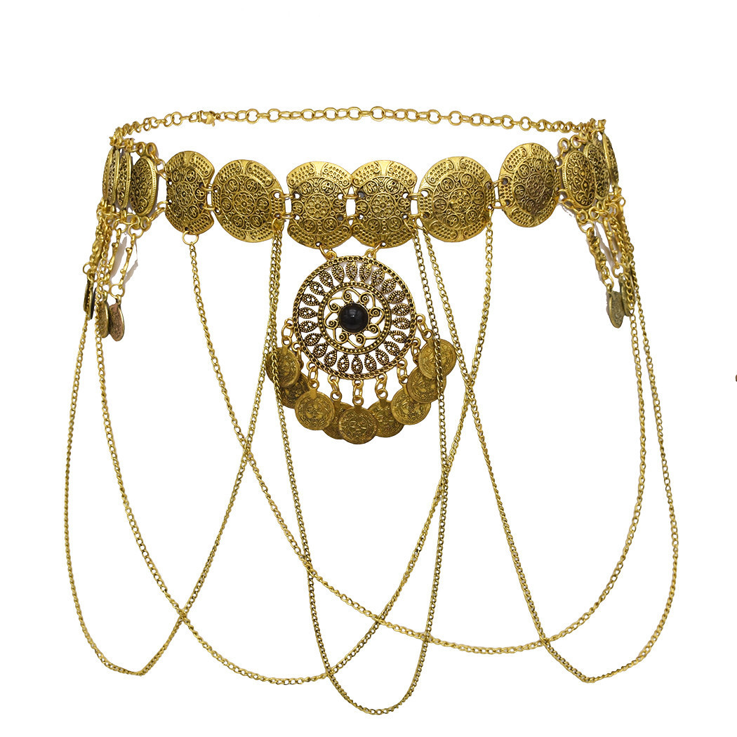Ethnic Fashion Co In - Vintage Bohemian Ethnic Hollow วงกลมเหรียญพู่จี้เอว Belly