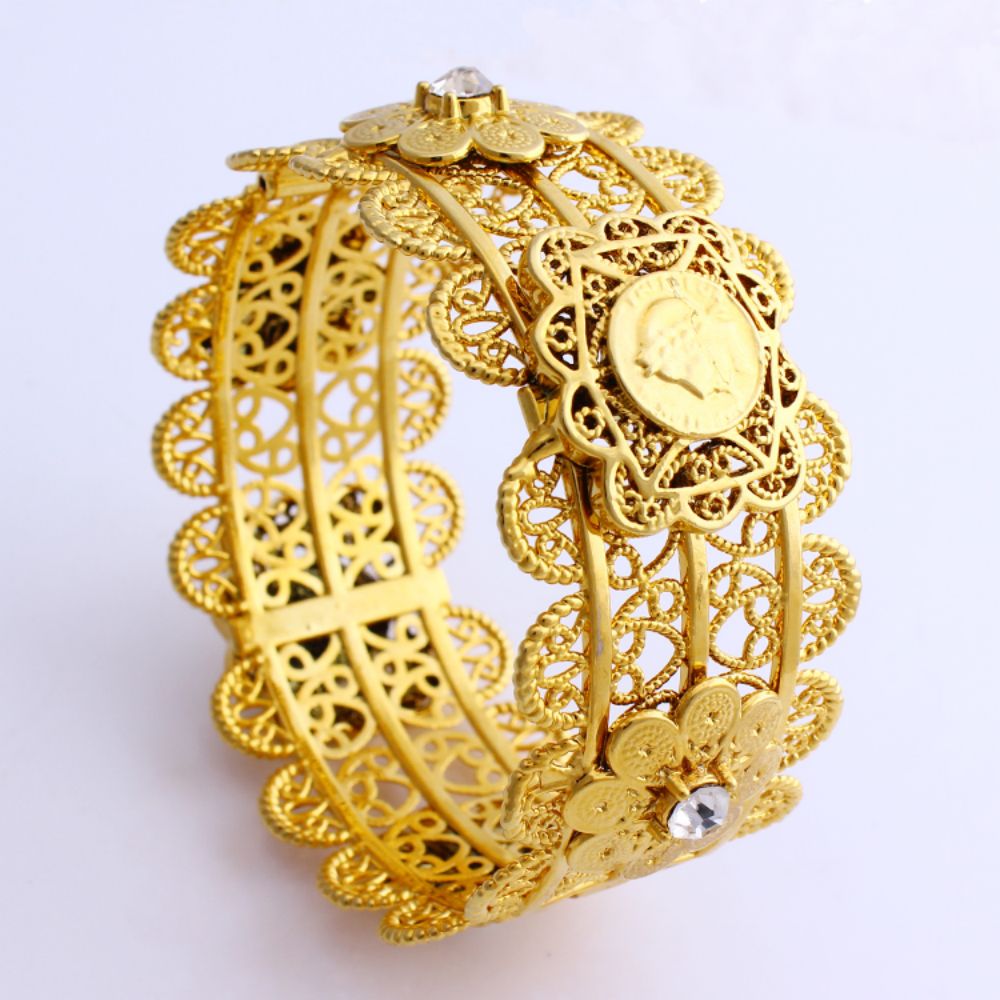 Ethnic Fashion Dubai - ผู้หญิงหรูหรากําไลข้อมือขนาดใหญ่ 68 มม.สีดูไบสไตล์แอฟริกันเครื่องประดับงานแต่งงานสร้อยข้อมือZirconสําหรับตะวันออกกลางของขวัญ