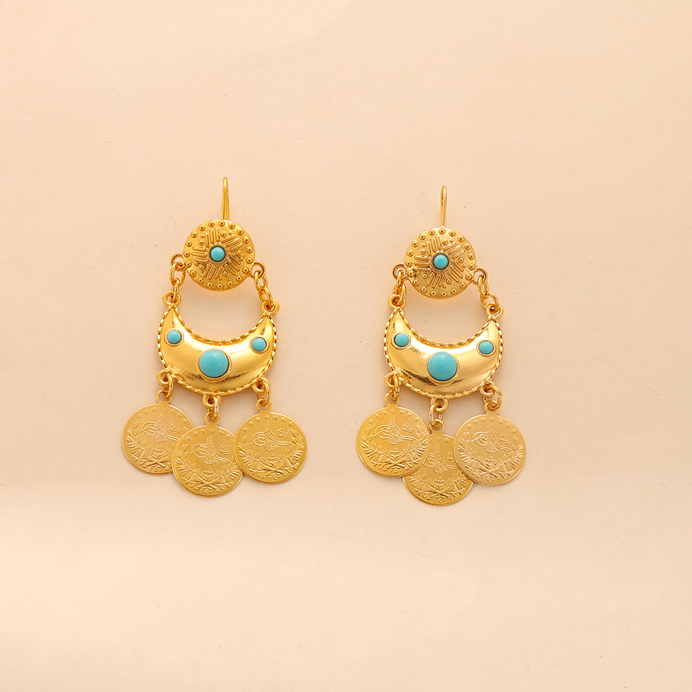 ต่างหูประดับเหรียญทองหรูหราสไต - Ethnic Fashion Co In บทวิจารณ์และราคา