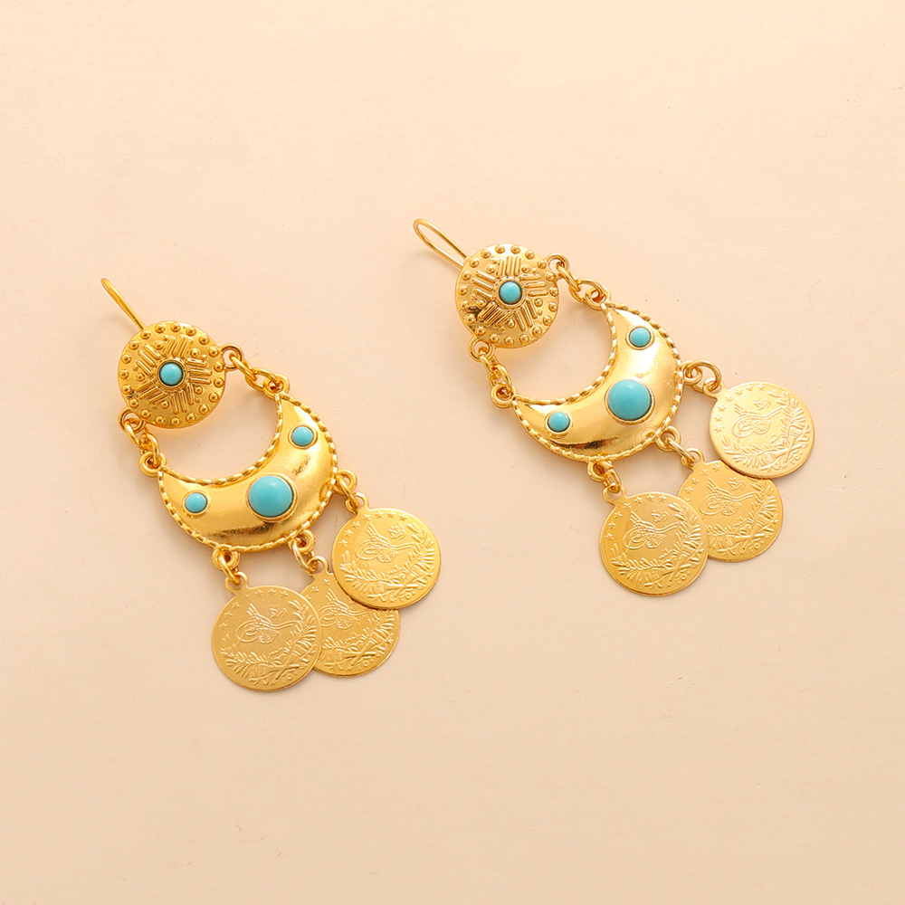 ต่างหูประดับเหรียญทองหรูหราสไต - Ethnic Fashion Co In บทวิจารณ์และราคา