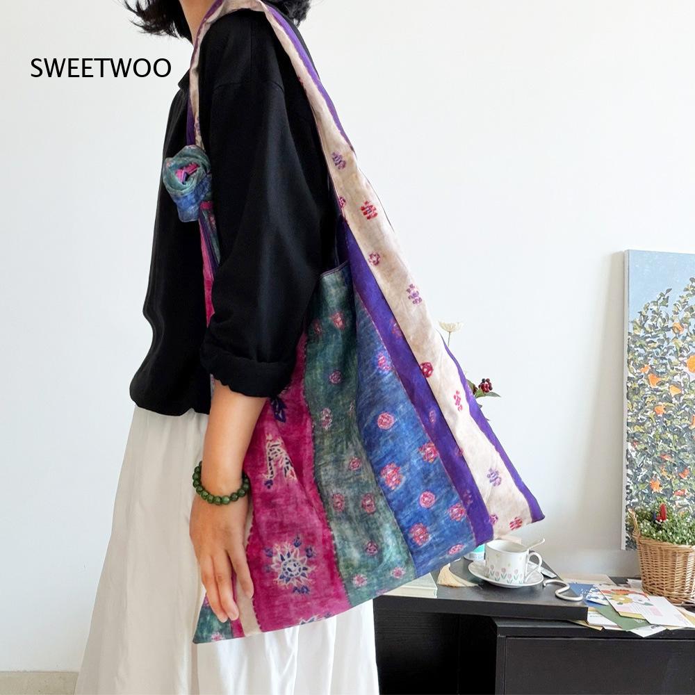 กระเป๋าผ้าฝ้ายลายแพทช์เวิร์คสี - Ethnic Fashion Way บทวิจารณ์และราคา