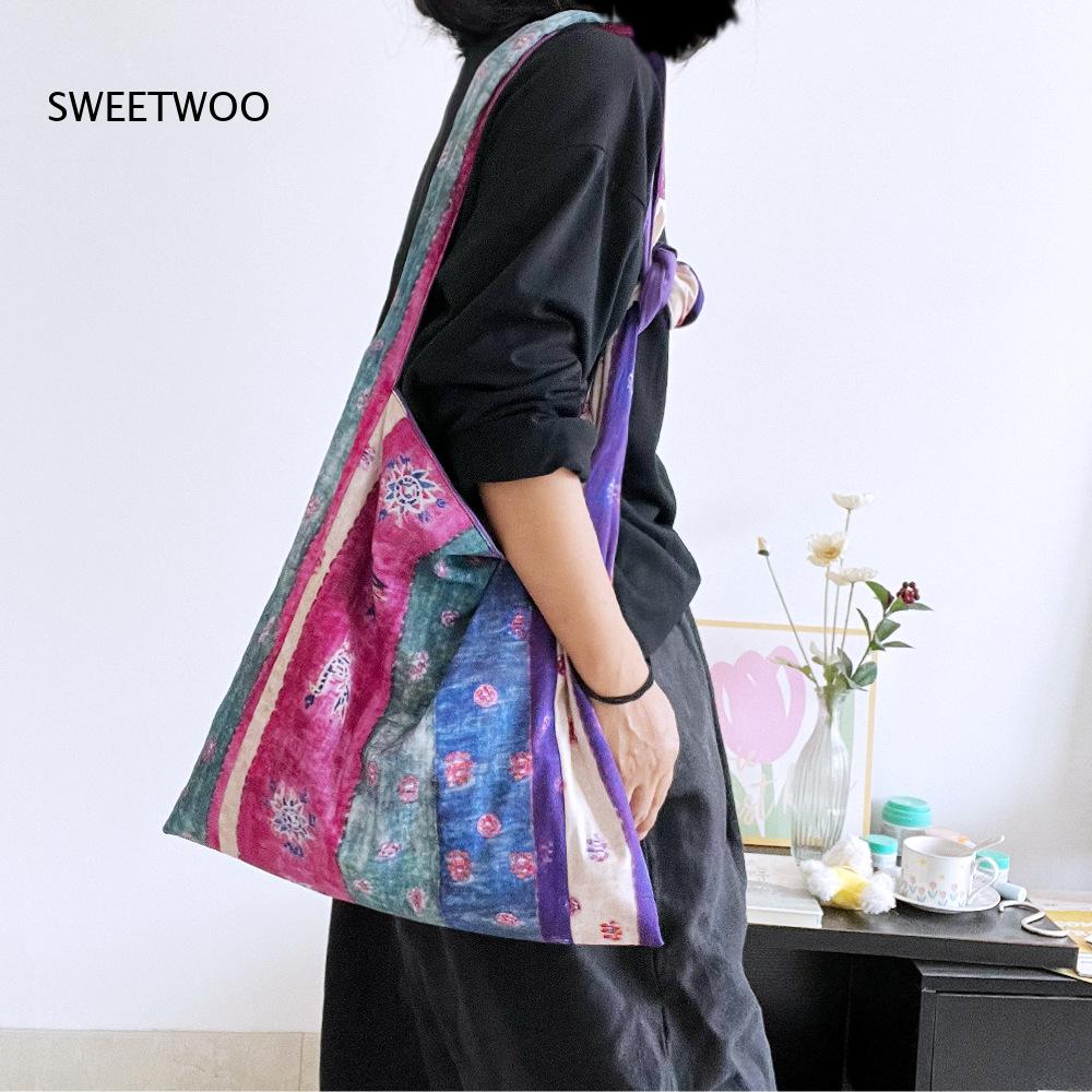 กระเป๋าผ้าฝ้ายลายแพทช์เวิร์คสี - Ethnic Fashion Way บทวิจารณ์และราคา