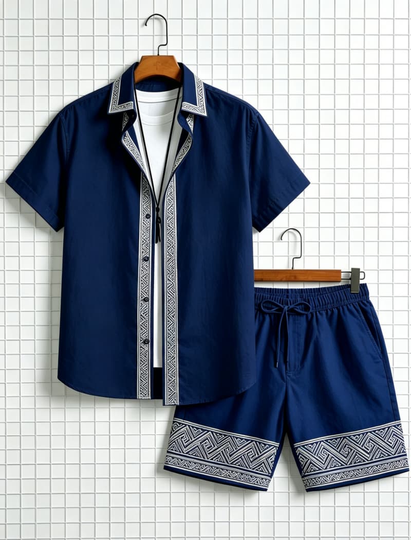 ชุดเสื้อเชิ้ตแขนสั้นและกางเกงข - Ethnic Wear บทวิจารณ์และราคา