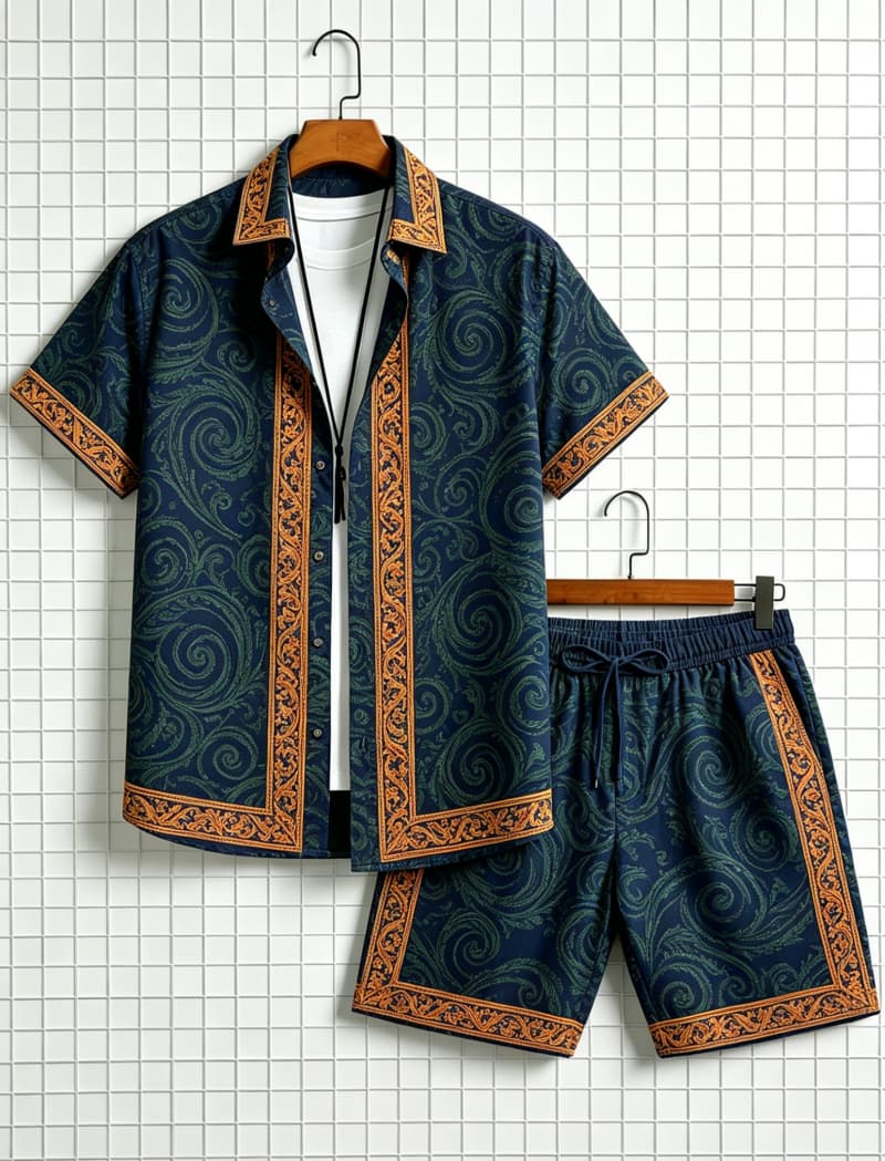 ชุดเสื้อเชิ้ตแขนสั้นและกางเกงข - Ethnic Wear บทวิจารณ์และราคา