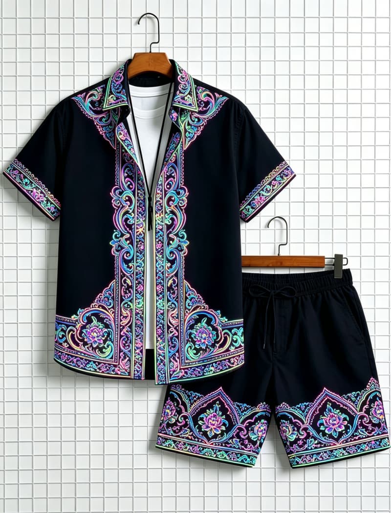 ชุดเสื้อเชิ้ตแขนสั้นและกางเกงข - Ethnic Wear บทวิจารณ์และราคา