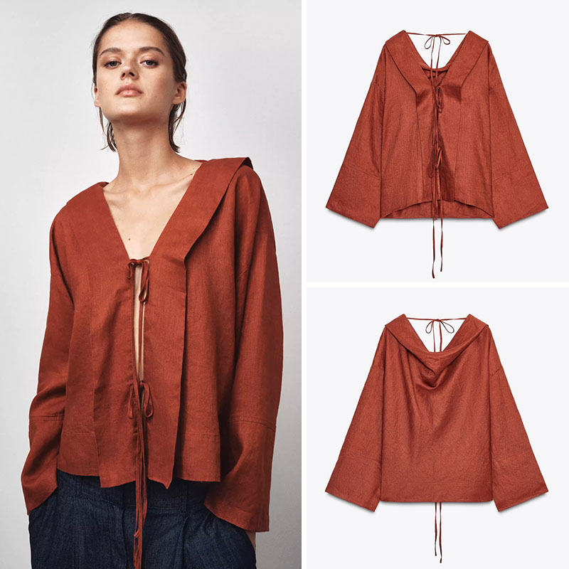 เสื้อเชิ้ตผู้หญิงคอวีทรงหลวมใส - Ethnic Fashion Way บทวิจารณ์และราคา