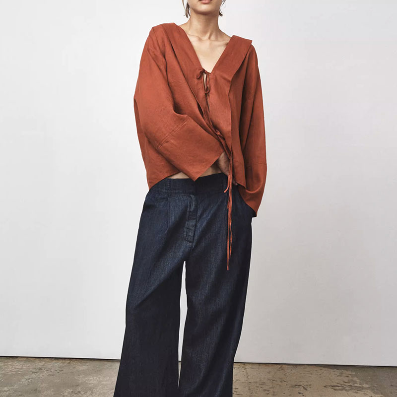 เสื้อเชิ้ตผู้หญิงคอวีทรงหลวมใส - Ethnic Fashion Way บทวิจารณ์และราคา