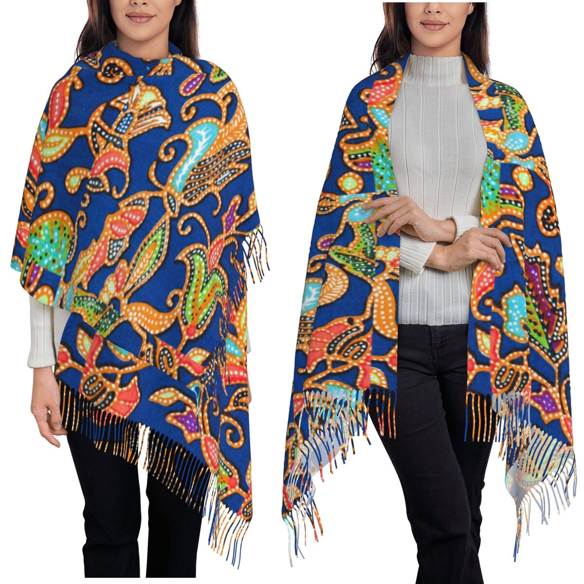 ผ้าคลุมไหล่บาติกสีม่วง ผ้าพันค - Batik Sarong Wrap บทวิจารณ์และราคา