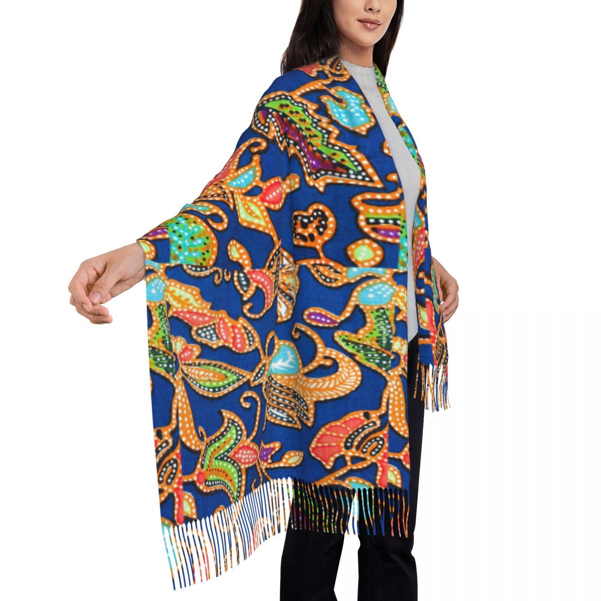 ผ้าคลุมไหล่บาติกสีม่วง ผ้าพันค - Batik Sarong Wrap บทวิจารณ์และราคา