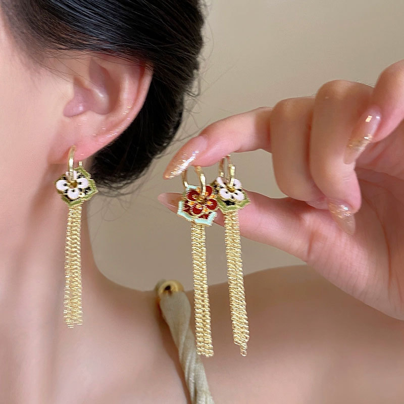 ต่างหูเคลือบสีสไตล์จีนสำหรับผู - Ethnic Fashion Way บทวิจารณ์และราคา