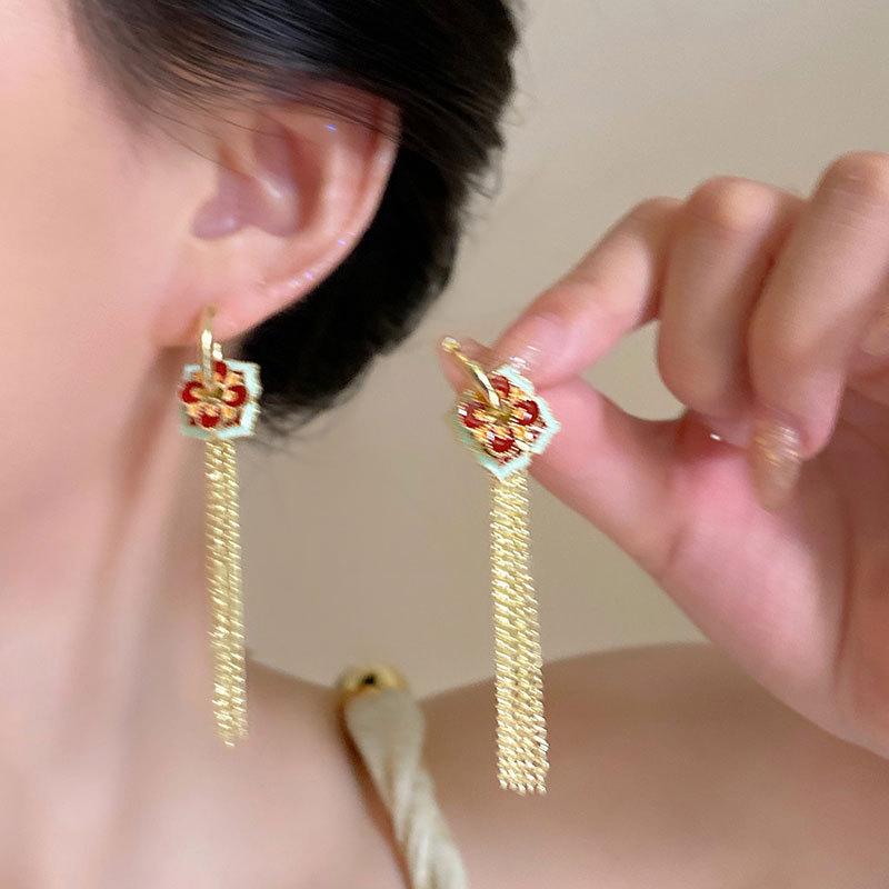 ต่างหูเคลือบสีสไตล์จีนสำหรับผู - Ethnic Fashion Way บทวิจารณ์และราคา